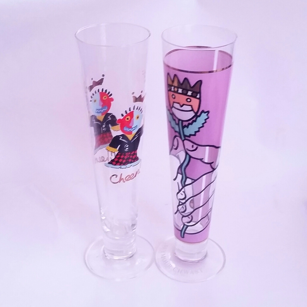 Set of 2 Tall Art Glasses Ritzenhoff Mardis Gras